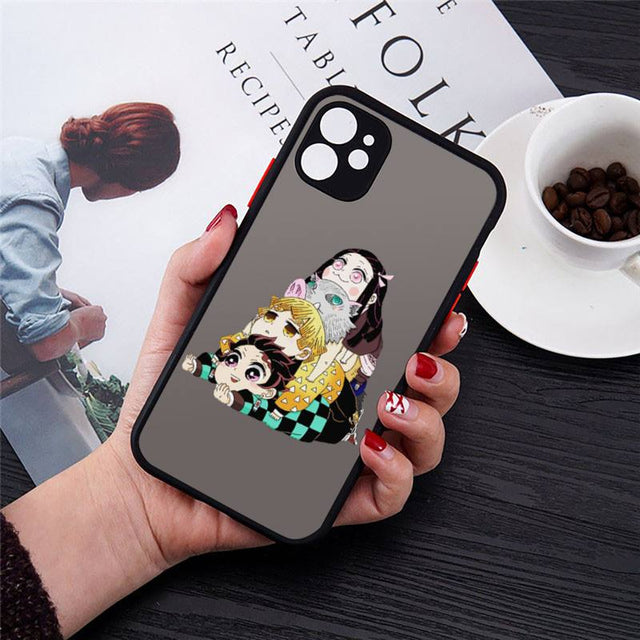 Get the cutest phone protection with our Demon Slayer anime phone case for iPhone 11, 12, 13, Pro, 7, 8 Plus, X, XR, XS Max. Show off your love for the series with this soft TPU cover featuring the iconic characters from Kimetsu No Yaiba. Shop now on our website!