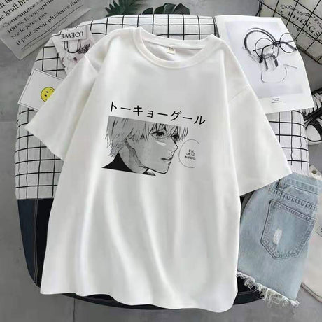 Oversized T-Shirt Men Women Cartoon Hot Japanese Anime Tokyo Ghoul Kaneki Ken Graphic Fashion Unisex Tshirt Summer Top female, everything animee