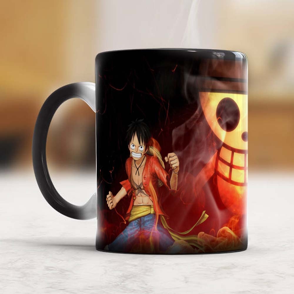 Once Piece Zoro and Luffy Mug 11oz Creative Ceramic Color Changed Magic Coffee Cup Boy Firends Husband Birthday Gift, everythinganimee