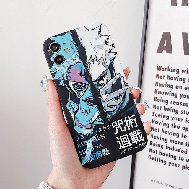 phone case featuring your favorite Jujutsu Kaisen characters, such as Yuji Itadori, Fushiguro Megumi on it. The case is compatible with iPhone 14, 13, 12, 11 Pro, X, Xs Max and XR.