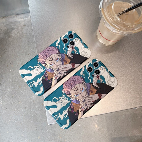 phone case featuring your favorite Jujutsu Kaisen characters, such as Yuji Itadori, Fushiguro Megumi on it. The case is compatible with iPhone 14, 13, 12, 11 Pro, X, Xs Max and XR.