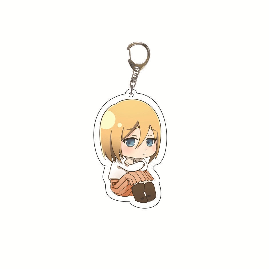 Anime Attack on Titan Q Version Acrylic Keychain Cartoon Printed Anime Figures Pendant Key Chain Cosplay Jewelry Friends Gift