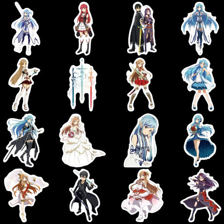 10/50pcs Anime Sword Art Online Stickers Japanese Decal For DIY Laptop Suitcase Car Trunk Skateboard Guitar Motorcycle Sticker, everything animee