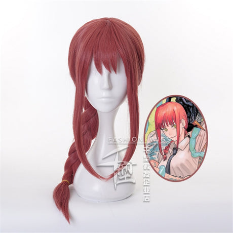 Anime Chainsaw Man Wig Makima Long Rose Red Hair Cosplay Wig Role Play Halloween Hair Synthetic 75cm