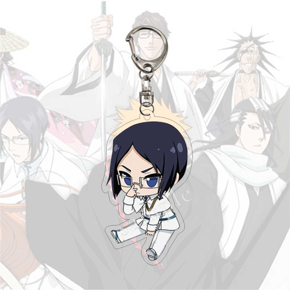 Anime Bleach Acrylic Keychain Fashion Kurosaki Ichigo Ishida Uryuu Kuchiki Rukia Cartoon Figures Key Chain Bag Charm Accessories