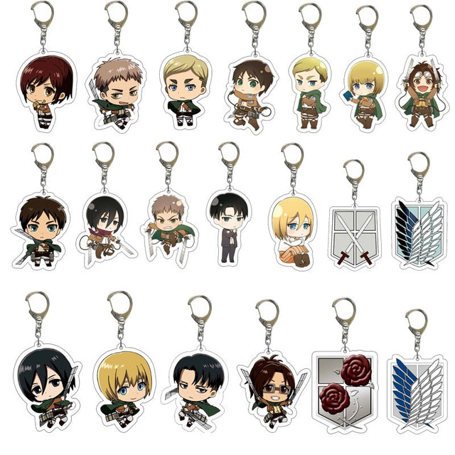 Anime Attack on Titan Q Version Acrylic Keychain Cartoon Printed Anime Figures Pendant Key Chain Cosplay Jewelry Friends Gift