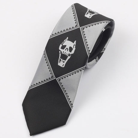 Japan Anime JoJo's Bizarre Adventure Tie Cosplay Kira Yoshikage KILLER QUEEN Skull Unisex Neck Accessoies Costume Prop Gift, everythinganimee