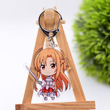 Sword Art Online Keychain Double Sided Acrylic Cartoon Key Chain Pendant Anime Accessories Keyring Hot Sale, everything animee