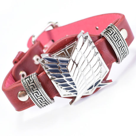 New Fashion Anime Attack On Titan Charm Bracelet Shingeki No Kyojin Cosplay Unisex Leather Bracelets Wristband Bangles Wristlet