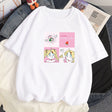 100% Cotton Summer Harajuku Women T-shirts Anime Sailor Moon Pattern Casual Tee Shirts Short Sleeved Loose White T shirt Tops, everythinganimee