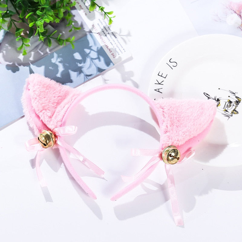 3 Colors Beautiful Masquerade Halloween Cat Ears Cosplay Cat Ear Anime Party Costume Bow Tie Bell Headwear Headband Anime