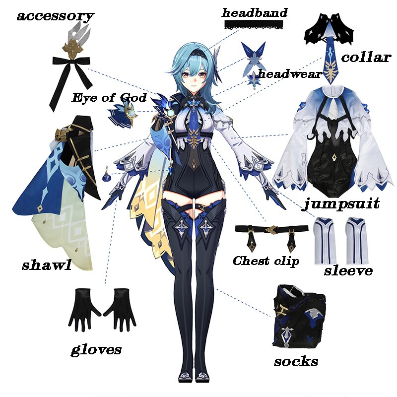 ROLECOS Game Genshin Impact Eula Cosplay Costume Genshin Impact Cosplay Costume Eula Outfit Halloween Cosplay Uniform Full Set, everythinganimee