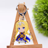 Sword Art Online Keychain Double Sided Acrylic Cartoon Key Chain Pendant Anime Accessories Keyring Hot Sale, everything animee