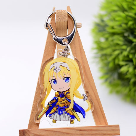 Sword Art Online Keychain Double Sided Acrylic Cartoon Key Chain Pendant Anime Accessories Keyring Hot Sale, everything animee