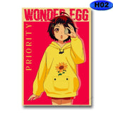 Hot Anime Wonder Egg Priority Posters Home Decor Retro Kraft Paper Poster Wall Sticker Living Room Bar Cafe Decoration Pictures, everythinganimee