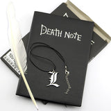 A5 Anime Death Note Notebook Set Leather Journal and Necklace Feather Pen Animation Art Writing Journal Death Note Notepad