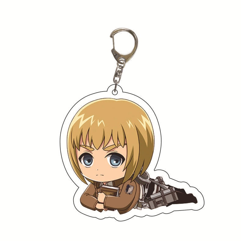 Anime Attack on Titan Q Version Acrylic Keychain Cartoon Printed Anime Figures Pendant Key Chain Cosplay Jewelry Friends Gift