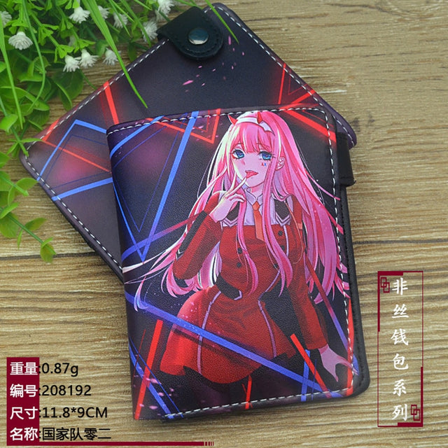 Anime DARLING In The FRANXX HIRO ZERO TWO Button Wallet Zipper Coin Card Purse, everythinganimee