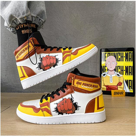 ONE PUNCH-MAN Cosplay Anime shoes Men Casual Shoes Cartoon Printed Fist Sneakers High Top Sneakers, everythinganimee