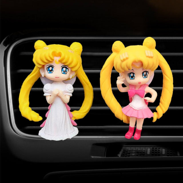 Car Accessories Anime Cartoon Sailor Moon Beautiful Girl Action Figure Ornaments Auto Interior Air Outlet Decoration Girls Gifts, everythinganimee