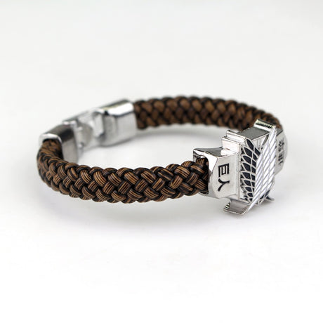 New Fashion Anime Attack On Titan Charm Bracelet Shingeki No Kyojin Cosplay Unisex Leather Bracelets Wristband Bangles Wristlet