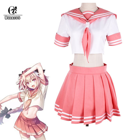 ROLECOS Fate Apocrypha Cosplay Costume Astolfo Uniform Cosplay FGO School Pink Uniform for Girl FGO Costume Women, everythinganimee