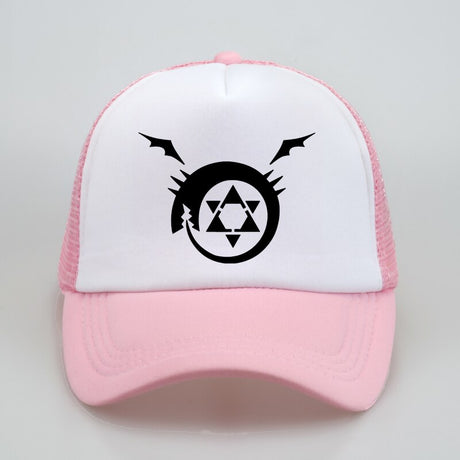 Full metal Fullmetal Alchemist Homunculus Steel Edward Alphonse Baseball caps Cosplay Costumest Anime Man Women mesh Trucker Cap Hat, everythinganimee