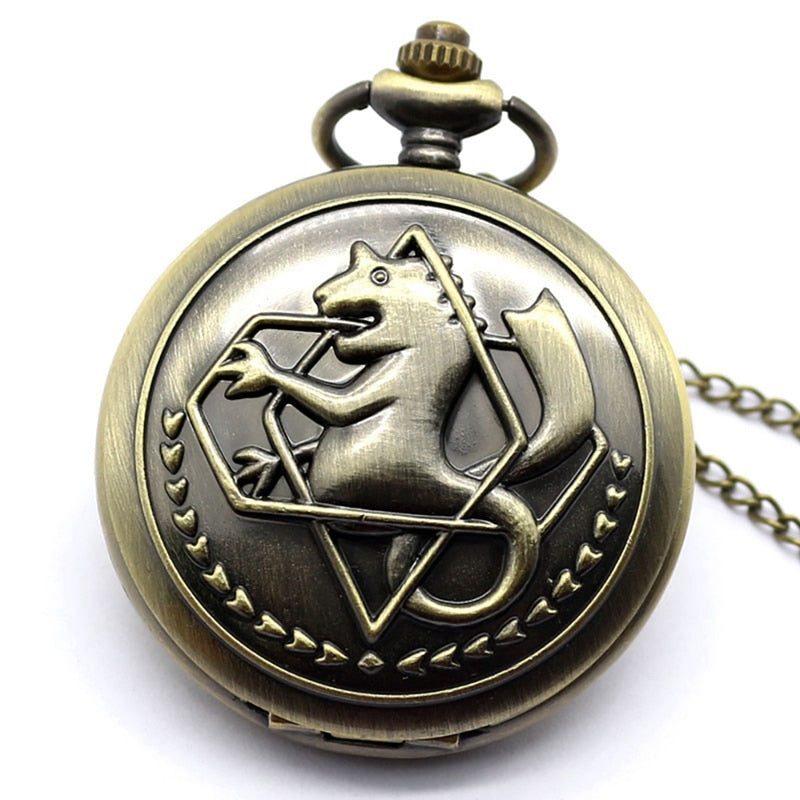 High Quality Full Metal Alchemist Silver Watch Pendant Men's Quartz Pocket Watches Japan Anime Necklace Gift edward elric state alchemist, everythinganimee