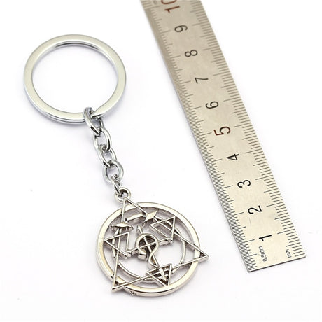 Anime Fullmetal Alchemist Keychain Metal Magic Circle Key Chain Ring Holder Pendant Llavero Chaveiro Edward Alchemist Logo, everythinganimee