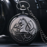 High Quality Full Metal Alchemist Silver Watch Pendant Men's Quartz Pocket Watches Japan Anime Necklace Gift edward elric state alchemist, everythinganimee