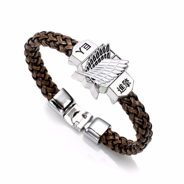 New Fashion Anime Attack On Titan Charm Bracelet Shingeki No Kyojin Cosplay Unisex Leather Bracelets Wristband Bangles Wristlet, everythinganimee