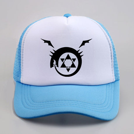 Full metal Fullmetal Alchemist Homunculus Steel Edward Alphonse Baseball caps Cosplay Costumest Anime Man Women mesh Trucker Cap Hat, everythinganimee