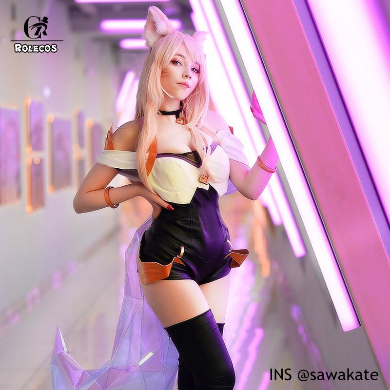 ROLECOS LOL KDA Cosplay Costume K/DA Ahri Cosplay Costume Game Ahri Outfit LOL KDA Group Women Costume Halloween, everythinganimee