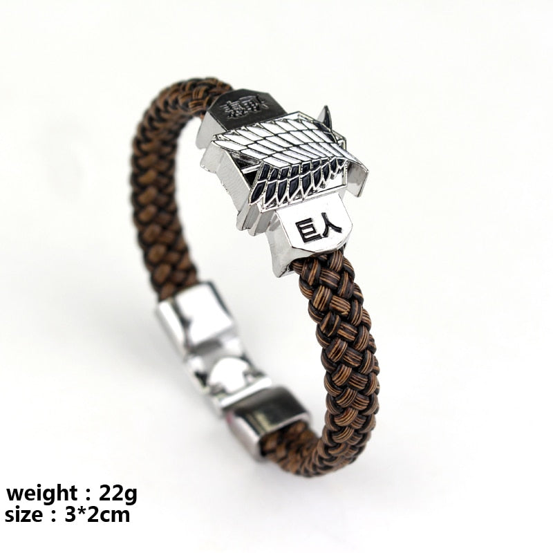 New Fashion Anime Attack On Titan Charm Bracelet Shingeki No Kyojin Cosplay Unisex Leather Bracelets Wristband Bangles Wristlet