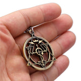 Anime Fullmetal Alchemist Keychain Metal Magic Circle Key Chain Ring Holder Pendant Llavero Chaveiro Edward Alchemist Logo, everythinganimee