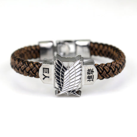 New Fashion Anime Attack On Titan Charm Bracelet Shingeki No Kyojin Cosplay Unisex Leather Bracelets Wristband Bangles Wristlet