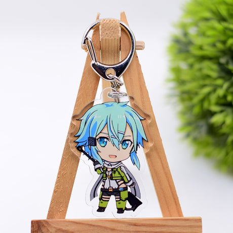 Sword Art Online Keychain Double Sided Acrylic Cartoon Key Chain Pendant Anime Accessories Keyring Hot Sale, everything animee