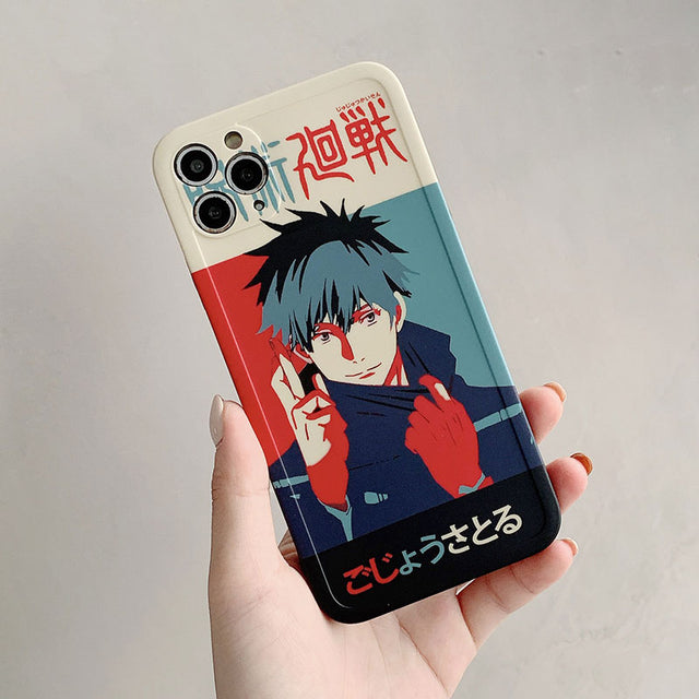 phone case featuring your favorite Jujutsu Kaisen characters, such as Yuji Itadori, Fushiguro Megumi on it. The case is compatible with iPhone 14, 13, 12, 11 Pro, X, Xs Max and XR.