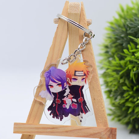 Cute Q Version Characters Keychain Itachi Cartoon Double-Side Acrylic Key Ring Holder Bag Charm Classic Anime Jewelry Teens Gift, everything animee