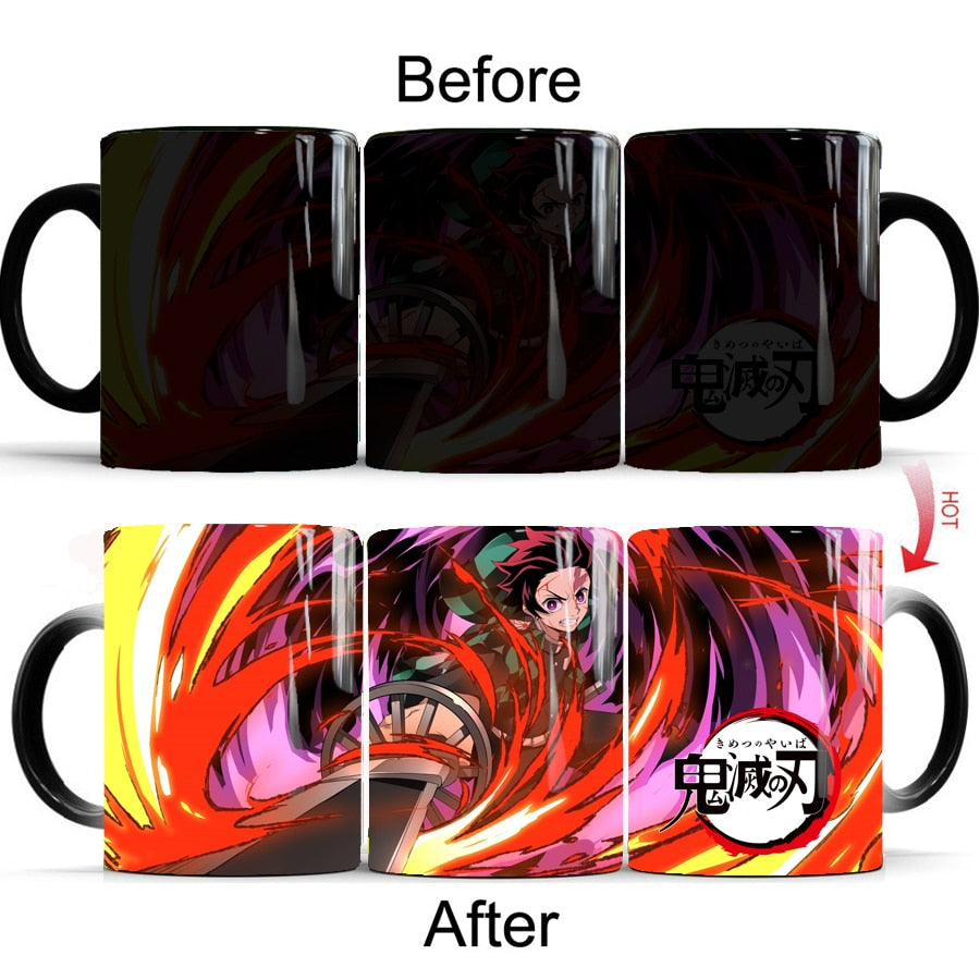 Demon Slayer: Kimetsu No Yaiba Heat Temperature Sensitive Mug Color Changing Cartoon Anime Coffee Mug Cups Drop Shipping Mugs, everythinganimee