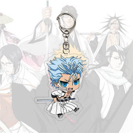 Anime Bleach Acrylic Keychain Fashion Kurosaki Ichigo Ishida Uryuu Kuchiki Rukia Cartoon Figures Key Chain Bag Charm Accessories