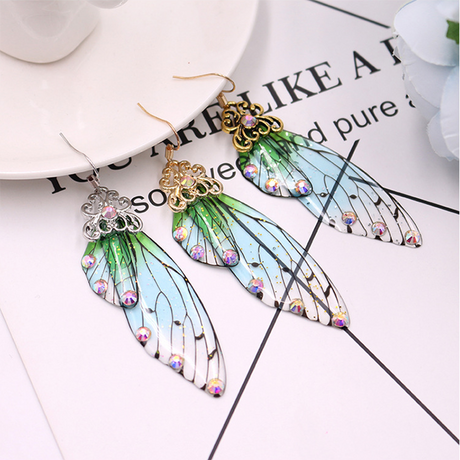 New Demon Slayer Butterfly Wing Earrings Kimetsu no Yaiba Kochou Shinobu Earring Ear Clip Anime Cosplay Props Women Girl Jewelry, everythinganimee