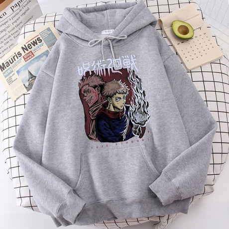 Men's Hoodies Japanese Anime Jujutsu Kaisen Hoodie Yuji Itadori Cartoon Sweatshirts Tops Kawaii Gojo Satoru Graphic Streetwea, everything animee