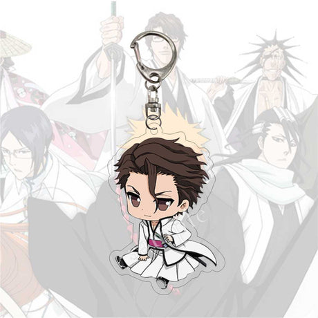 Anime Bleach Acrylic Keychain Fashion Kurosaki Ichigo Ishida Uryuu Kuchiki Rukia Cartoon Figures Key Chain Bag Charm Accessories