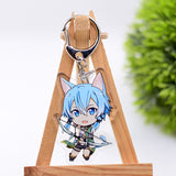 Sword Art Online Keychain Double Sided Acrylic Cartoon Key Chain Pendant Anime Accessories Keyring Hot Sale, everything animee