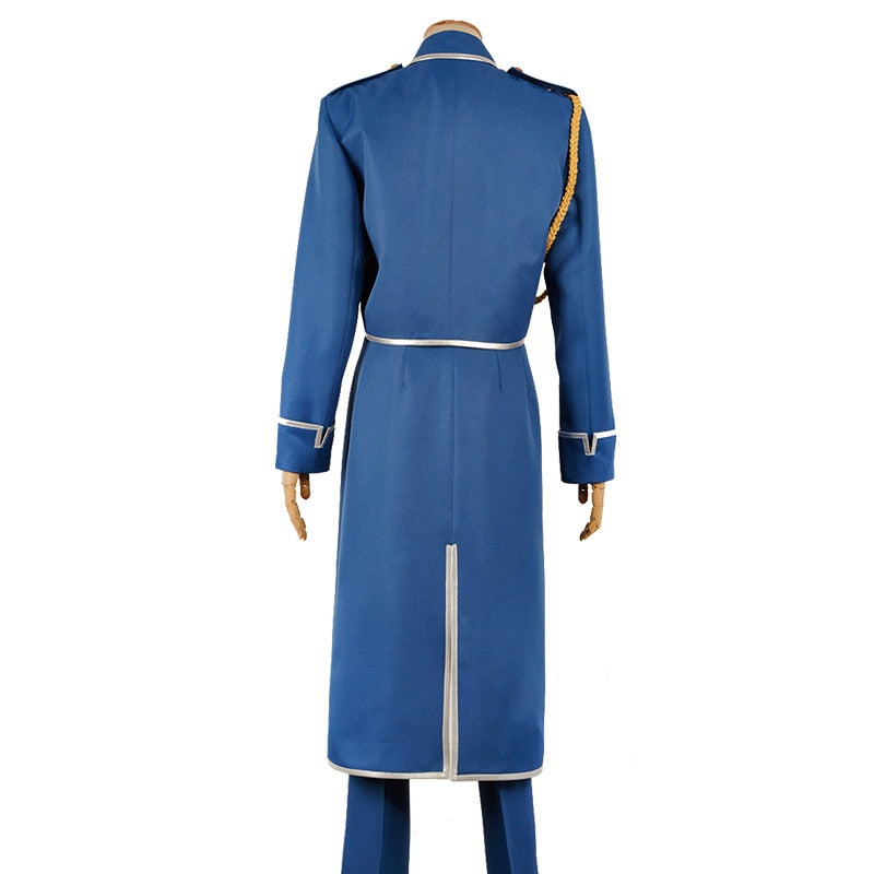 Anime Full Metal Alchemist Roy Mustang Maes Cosplay Costume Outfits Blue Army Uniform Top Pants Gloves Halloween Party Full Set,everythinganime