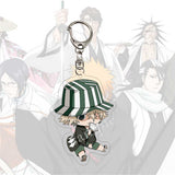 Anime Bleach Acrylic Keychain Fashion Kurosaki Ichigo Ishida Uryuu Kuchiki Rukia Cartoon Figures Key Chain Bag Charm Accessories