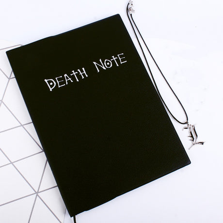 A5 Anime Death Note Notebook Set Leather Journal and Necklace Feather Pen Animation Art Writing Journal Death Note Notepad