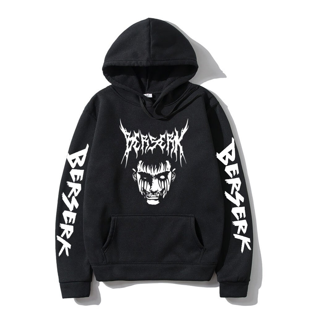 2023 Hot Sale Hooded Dark Berserk Anime Pattern Print Vintage Casual Hoodie Fashion Y2K Sweatshirts Oversized Tops Pullover