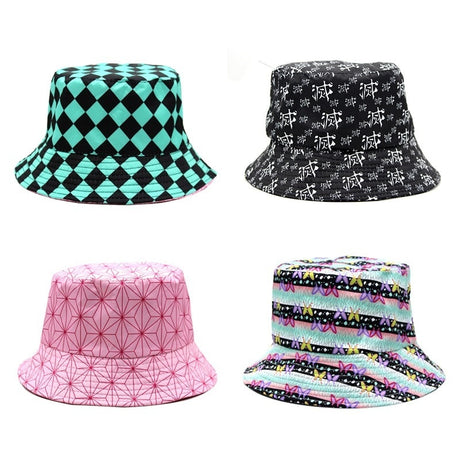 2023 new Demon Slayer Bucket Hat Reversible Two Sides Bob Panama Caps for Girls Boys Japanese Anime Woman Fisherman Hats Sunhat, everythinganimee